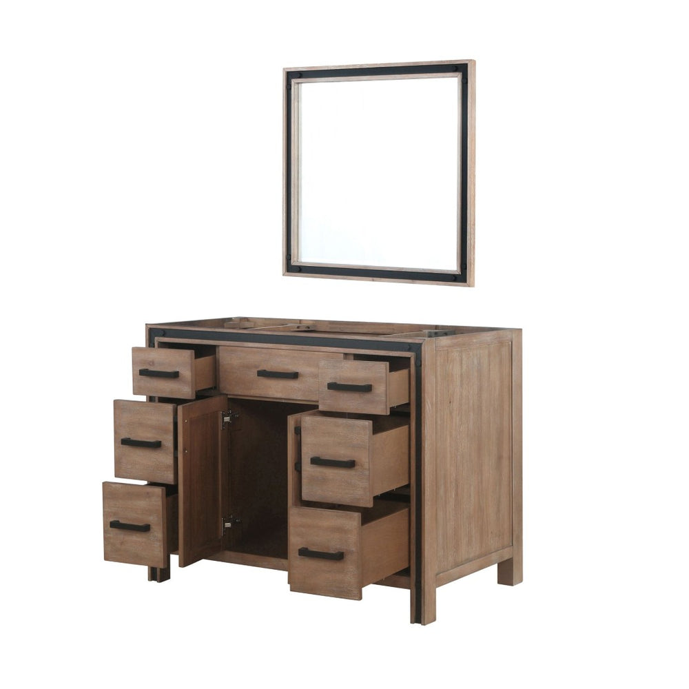 English Elm Rustic Barnwood Bath Vanity Set With Coordinating Mirror, Ample Storage & Farmhouse Charm – 48"X22" B2731S00541-GIGA