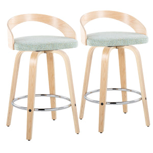 English Elm 26" Swivel Counterstools with Tufted Faux Leather Walnut Legs and Chrome Footrest Set of 2 B202S00309