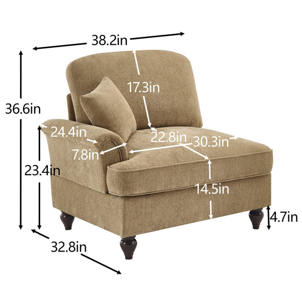 English Elm Sofa Cloud Style Chenille Upholstered with Sculpted Petal Arms and Spindle Legs W3041P332573