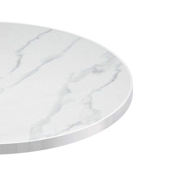 English Elm Round Bistro Dining Table Faux Marble Tulip Base Compact Cafe Style for Small Spaces W3316P457539