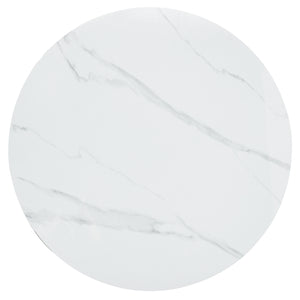 English Elm A 42-inch round dining set with stone top table and gold-plated stainless legs plus four PU chairs Gold 31 L x 19.5 W x 17.5 H W1512S00133