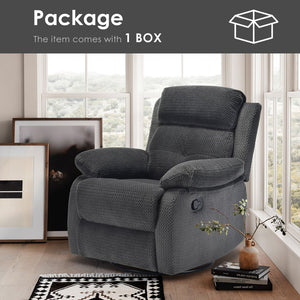 English Elm Small Rocker Swivel Recliner Chair with 360° Swivel, 30° Rocking & Adjustable Recline for Comfort Dark Gray T3623P379695