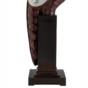 English Elm 26.5 Cherry Folius Floral Long Neck Crane Sculpture - 26.5" Polyresin Bird with Marbleized Wings B072116018