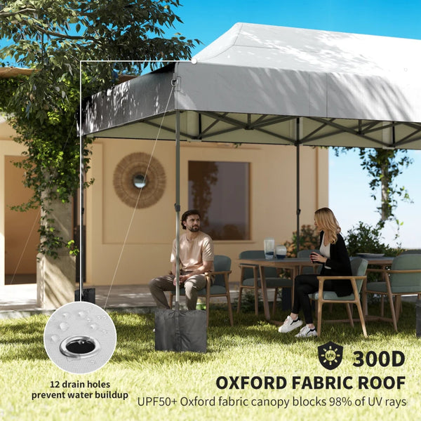 English Elm Portable 10x20 Ft Steel Frame Pop up Canopy with Upf50 Oxford Fabric for Events White T3971P466702