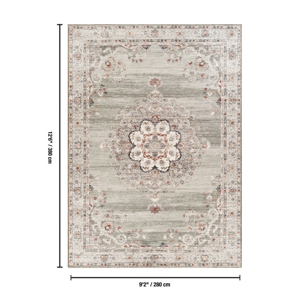 English Elm Oxford Medallion Area Rug Stain Resistant Polyester Pile for Living or Dining Rooms B186P428904