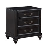 English Elm Charcoal Brown Finish Traditional Bedroom Furniture 1 Piece Nightstand Of 3 Drawers Antique Handles Classic Design Bedside Table