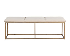 Sunpan ALLEY Bench - Elegant Burnished Brass Frame with Durable Piccolo Prosecco Fabric for Any Space 105517