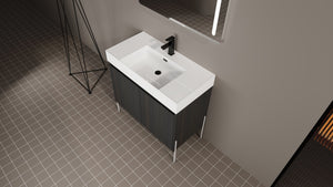 English Elm 36" Freestanding Bathroom Vanity with Durable Resin Sink and Soft-Close Cabinet Doors, Modern Storage Solution for Small Baths W1972S00014