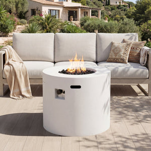 English Elm 31" Round Mgo Concrete Propane Fire Pit 40000 Btu Outdoor Patio Entertaining N772P390486W