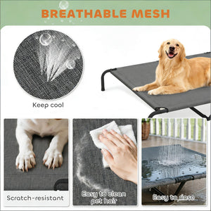 English Elm Large Elevated Dog Bed Powder Coated Steel Frame Teslin Mesh for Extra Big Breeds Black,Gray T3971P440346