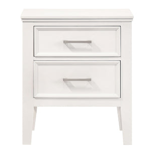 English Elm Madsin White 2-Drawer Nightstand With Chamfered Legs