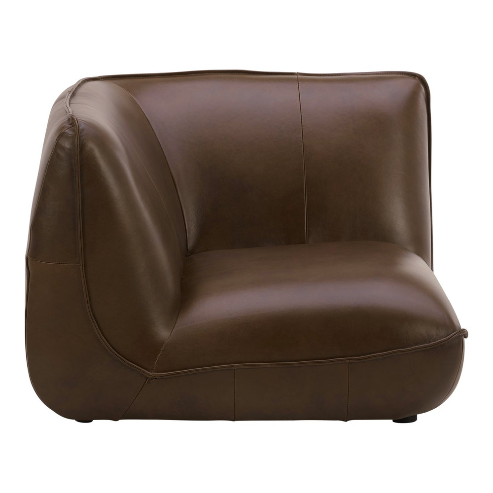 English Elm Zeppelin Top-grain Aniline Leather Corner Chair with Patina-rich Hickory Finish B2769P504212