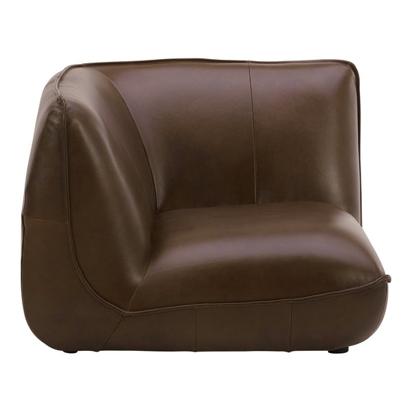 English Elm Zeppelin Top-grain Aniline Leather Corner Chair with Patina-rich Hickory Finish B2769P504212