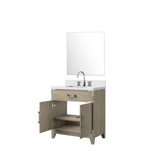 English Elm Grey Oak Single Bath Vanity Set With Cultured Marble Top, Chrome Faucet & Matching Mirror 30" W B2731S02007