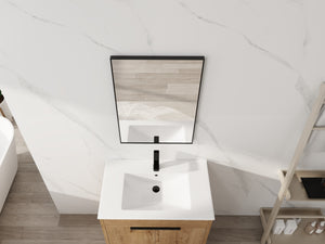 English Elm 20'' Matte Black Aluminum Rectangular Wall Mirror Moisture Resistant Vanity Decor W999P470280