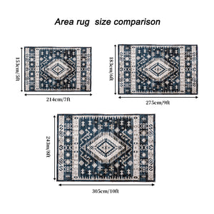English Elm Area Rug 6X9 Vintage Bohemian Persian Geometric Design In Blue/Black - Non-Slip & Washable! W2907P265132