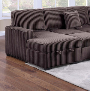 English Elm Chocolate Corduroy Modular Sectional with Storage Sleeper Usb Port and Reversible Chaise Chocolate B011S02156