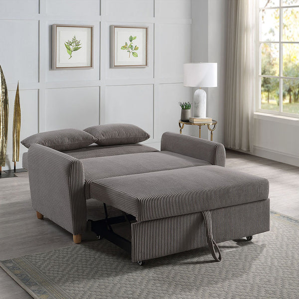 English Elm 54"W Corduroy Convertible Sleeper Loveseat Brown - Plush Full Foam Seating, Stylish Space-Saving Comfort B016P405344