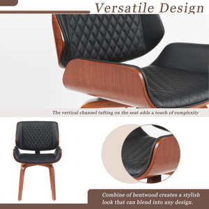 English Elm Mid-Century Modern Dining Chair Set Of 2 - Stylish 360° Swivel, Ergonomic Pu Leather For Any Space N842P290057B