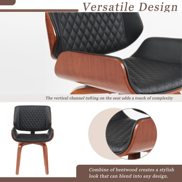 English Elm Mid-Century Modern Dining Chair Set Of 2 - Stylish 360° Swivel, Ergonomic Pu Leather For Any Space N842P290057B