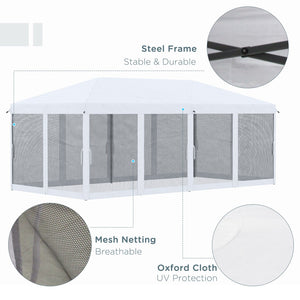 English Elm Outsunny 10' X 20' Heavy Duty Pop Up Canopy Tent With Netting, Ideal For Outdoor Events & Parties W2225P174246-GIGA