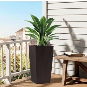 English Elm 30 Inch Faux Rattan Tall Planter Self Watering Indoor Outdoor Patio Garden Pot W3213P311470