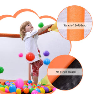 English Elm 55'' Kids Trampoline with Galvanized Steel Frame Foam Padded Enclosure and Ocean Balls Orange MX314556AAG