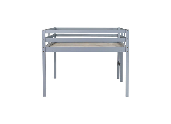 English Elm Full Rubber Wood Loft Bed with Ladder and Under-Bed Storage Space, Sturdy Minimalist Design for Comfort Grey W504P283515