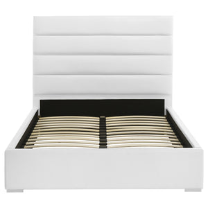 English Elm Dulcey Faux Leather Platform Bed Channel Tufted Headboard Modern Bedroom Frame B062S01508