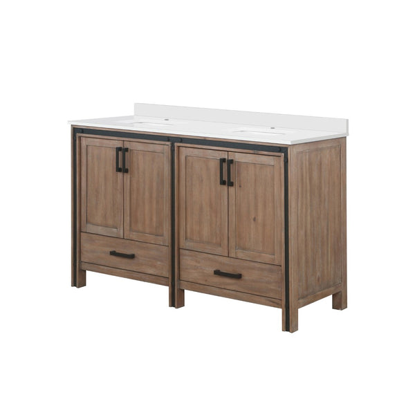 English Elm Rustic Barnwood Double Bath Vanity With Cultured Marble Top - Spacious Storage & Soft-Close Design B2731P260716-GIGA