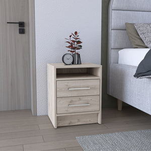 English Elm Eter Compact Nightstand with Two Smooth-Glide Drawers and Top Shelf for Smart Space Saving_x0008_ Gray 22.8 L x 18.9 W x 7.5 H B07091862