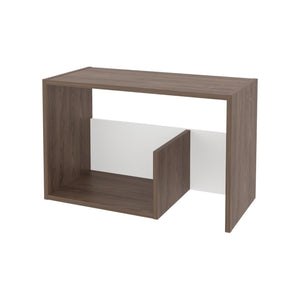 English Elm Vega Side Table In Dark Walnut & White Melamine - Stylish Open Storage For Modern Spaces B128P287509-GIGA