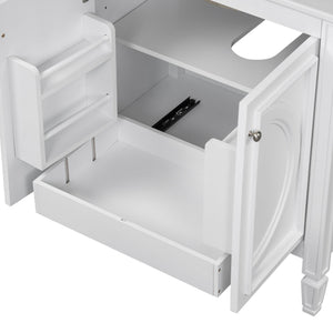 English Elm [video] 60 Inch Freestanding Double Sink Bathroom Vanity with Ceramic Basins Soft Close Storage White N759S226000K