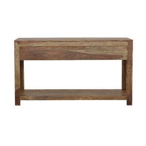 English Elm Tucker Sheesham 3-Drawer Console Table in Natural Finish with Lower Shelf, Timeless Organic Grain Storage B062P331109