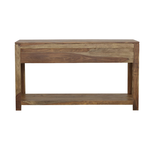 English Elm Tucker Sheesham 3-Drawer Console Table in Natural Finish with Lower Shelf, Timeless Organic Grain Storage B062P331109