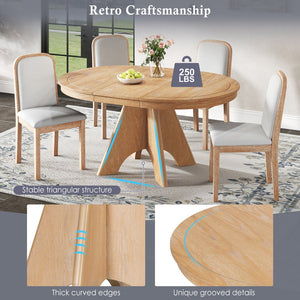 English Elm Trexm Rustic Farmhouse Extendable Dining Table Oak Veneer Drop Leaf Seats Six Natural Wood Wash N715P399861D