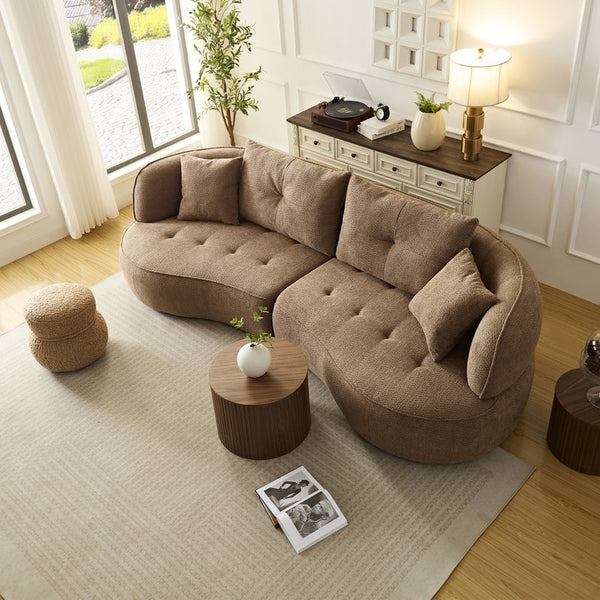 English Elm Wks7c Curved Modular Sofa Solid Wood Frame Fabric Upholstery Seats 4 Living Room Camel W2085S00075