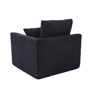 English Elm UNITED Cloud Couch Modular Sectional Sofa with Corduroy Cover, Ergonomic 2-Seater, No Assembly Needed Black W1568P371120