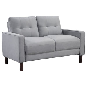 English Elm Harvey Grid Tufted Track Arm Loveseat in Neutral Performance Fabric for Compact Spaces B062P440341