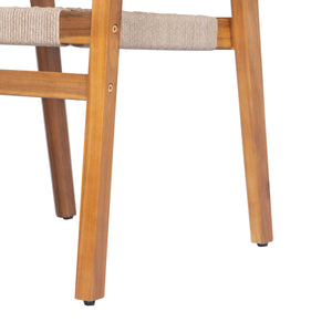 English Elm Christopher Knight Home® - Outdoor Rope Woven Acacia Dining Chair Set with Breathable Backrest and Durable Weather‑Resistant Wood Teak 39.5 L x 24.25 W x 10.25 H N776P247440T
