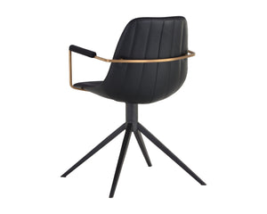 Sunpan Cassius Swivel Dining Armchair - Modern Elegance with Brushed Gold Accents and Stylish Comfort Abbington Black / Bravo Black