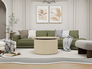 English Elm Coffee Table - Modern Round Accent Table With Flip-Top Design For Small Spaces & Living Rooms W688P248119