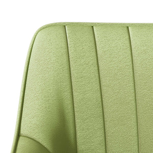 English Elm A Set of 2 Mid-century Pu Leather Dining Chairs with Ergonomic Back and Metal Legs Green W2189P196218