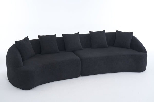 English Elm Compression Foam Curved Sectional Chenille Sleeper Sofa for Modern Living Rooms W2231S00051