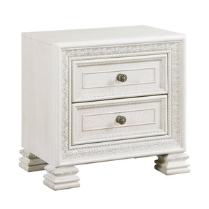 English Elm Classic Theodora Pearl White Nightstand with Egg-and-Dart Molding, 2 Drawers, Acanthus Accents, 28" x19" x27.5" B011P242371
