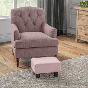 English Elm Homcom Compact Pink Ottoman Footrest, Stylish Linen Upholstered Cube Seat For Living Room Decor W2225P217638
