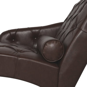 English Elm Chaise Lounge Chair Tufted Pu Leather Upholstered Accent Seat for Bedroom Living Room Dark Brown W680P415487