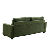 English Elm Corduroy Sofa, 87.4 Inch Modern Design Sofa With Cup Holder and Storage Bags, Deep Seat Sofa Couch,Comfy Couch For Living Room,Apartment,Office,Green