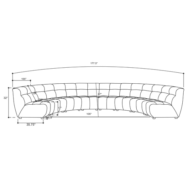 English Elm Sycamore Demi-Lune 8-Piece Curved Upholstered Sectional Sofa in Ivory — Elegant Armless Modular Design B062S01078