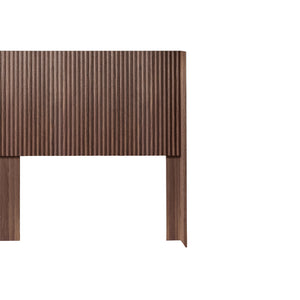 English Elm Modern Fluted Wood Panel King Headboard Wall Mounted Wingback Walnut Bedroom Accent W3520P383461